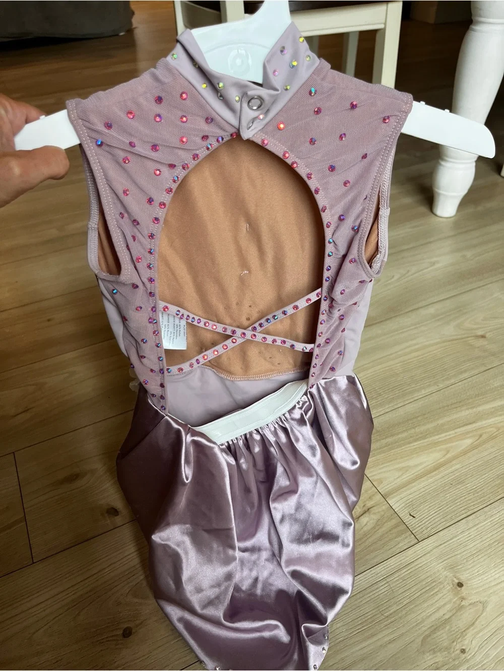 Mauve Pink Embellished High-Neck Dance Costume